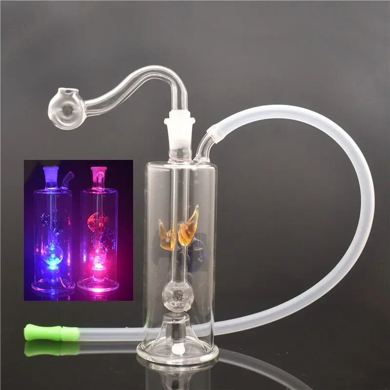 LED Recycler Glass Oil Bong –  Bong with Hose & Burner Pipe