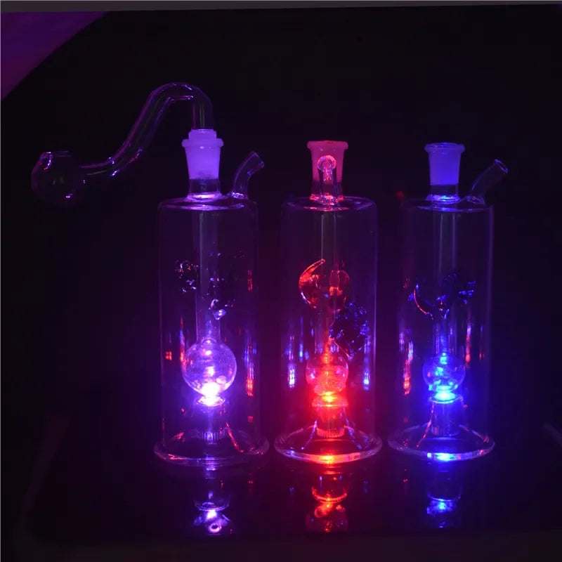 LED Recycler Glass Oil Bong –  Bong with Hose & Burner Pipe