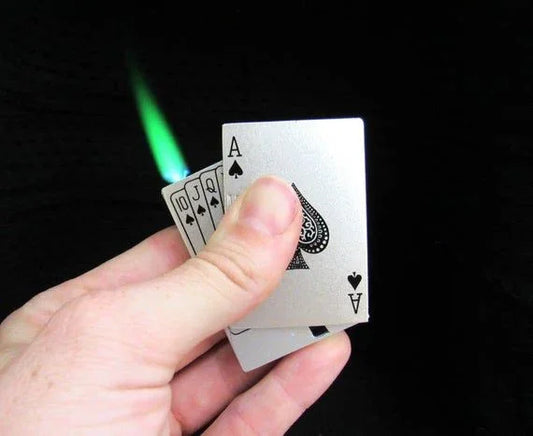 Poker Card Lighter – Green Flame Metal Refillable Lighter | Bababonga