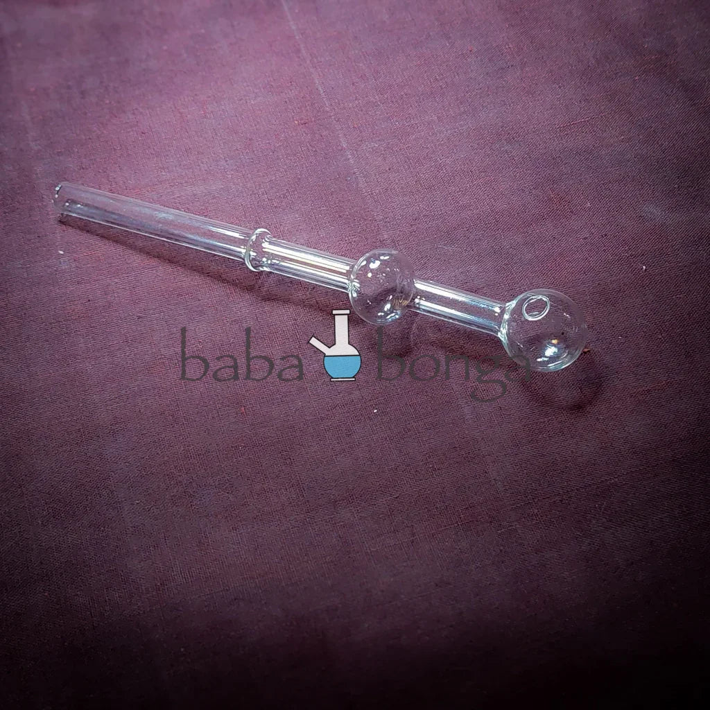 Straight Glass Oil Pipe (Double Ball Design – 8mm)